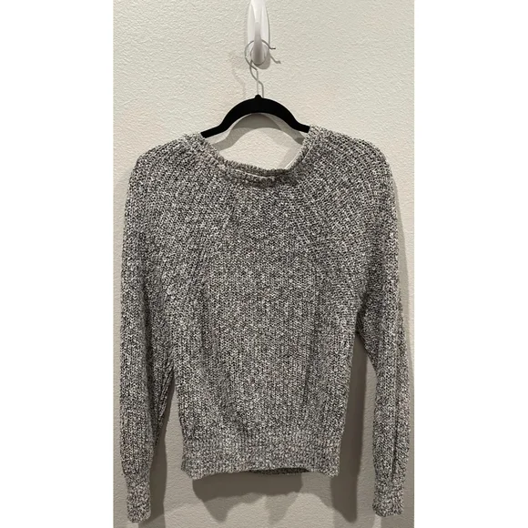 FREE PEOPLE Long Sleeve Crew Neck Knit White Black Sweater - Picture 3 of 3